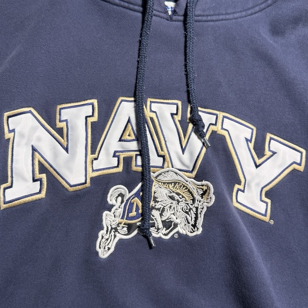 Champion‎ Navy Hoodie XL Spellout Military Pullover - Picture 2 of 8